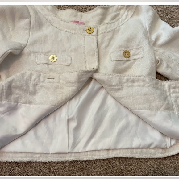 Lilly Pulitzer Cream Millie Linen Blend Jacket with Gold Buttons, Size Large - Picture 9 of 15